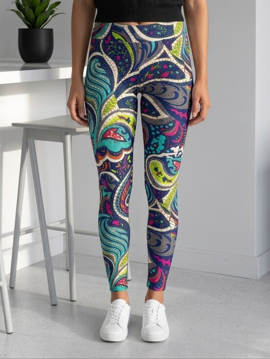 Jesse's Girl Pants - Psychedelic Paisley Leggings High Waist Stretch Pants L/XL NWT Super Soft Boho